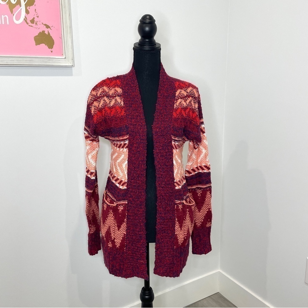 Mossimo Red Open Front Cardigan with Pockets